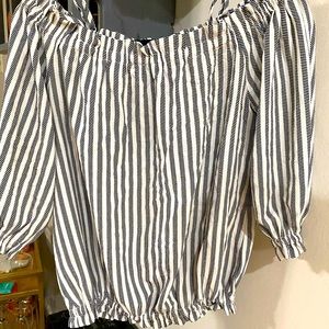 Off-shoulder striped blouse with straps